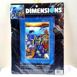 Dimensions Crewel Kit Tropical Fantasy Dolphins Fish Coral James Himsworth 1996